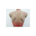 Chest Harness Chiffon Open Cup Bra with Rings and 3 lines red