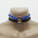 Choker Harness 2 lines With Big Ring (a Lot Of Colours) black with blue