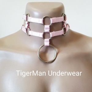 Choker Harness 2 lines With 7 Big Rings (a Lot Of Colours) peach