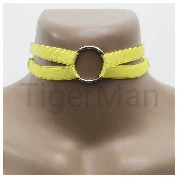 Choker Harness 2 lines With Big Ring (a Lot Of Colours) yellow