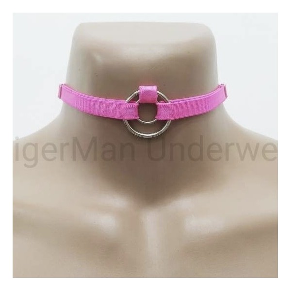 Choker Harness 1 line with 2 Big Rings (a Lot Of Colours) pink