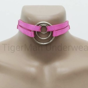 Choker Harness 2 lines with 3 Big Rings (a Lot Of Colours) pink