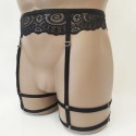 Leg Garter Belt Harness Lace 2 lines with Rings black