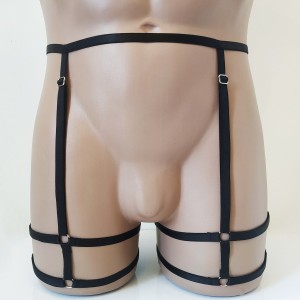 Leg Garter Belt Harness 2 lines with Rings black