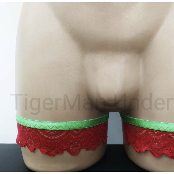 Leg Garter Harness Lace (1 piece) red with green