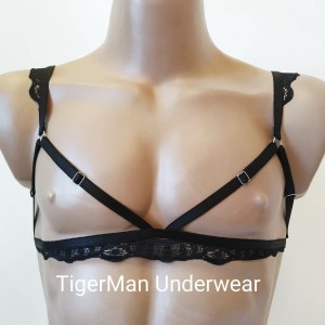 Chest Harness Lace Open Cup Bra black