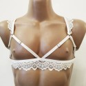 Chest Harness Lace Open Cup Bra white