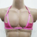 Harness Lace Open Nipples Bra with Rings pink