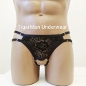 Harness Lace Crotchless Panties black