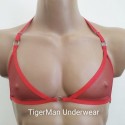 Harness Chiffon Open Cup Bra with Rings red