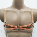 Chest Harness Open Nipples Bra with Rings orange