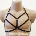 Chest Harness Open Cup Bra with Rings black