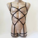 Bodysuit Harness with Leg Garter Belt black