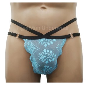 Harness Lace Panties with Rings blue with black