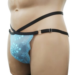 Harness Lace Panties with Rings blue with black