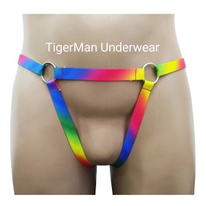 Harness Crotchless Panties with Rings Rainbow