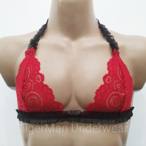Harness Lace Bra with Chiffon red with black