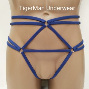 Harness Crotchless Panties with Rings blue