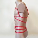 Harness Lingerie set with Open Cup Bra and Open Crotch Panties red