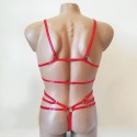 Harness Lingerie set with Open Cup Bra and Open Crotch Panties red