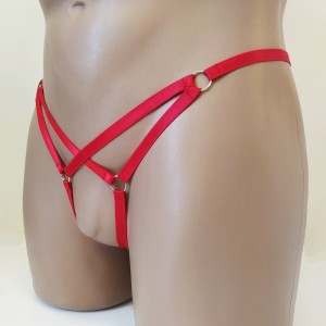 Harness Crotchless Panties with Rings red