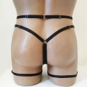 Harness Crotchless Panties with Rings and Leg Garter Belt black