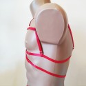 Chest Harness Open Cup Bra with Rings red