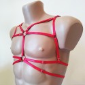 Chest Harness Open Cup Bra with Rings red