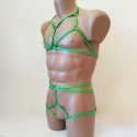 Harness Lingerie set with Open Cup Bra and Open Crotch Panties green