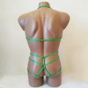 Harness Lingerie set with Open Cup Bra and Open Crotch Panties green