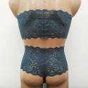 Harness Lace Lingerie set with Bra and Open Crotch Panties blue