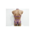 Bodysuit Harness with Open Crotch Panties and Rings Rainbow
