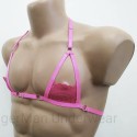 Harness Lace Open Nipples Bra with Rings pink