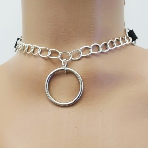 Choker Harness 1 line with Chains and Big Ring (a Lot Of Colours) black
