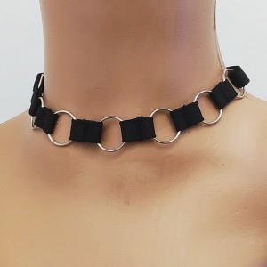 Choker Harness 1 line with Rings (a Lot Of Colours) black