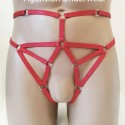 Harness Crotchless Panties with Rings red