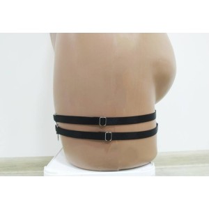 Leg Garter Harness 2 lines with Rings (1 piece) black