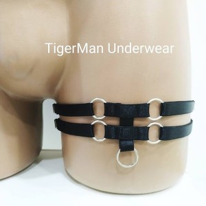 Leg Garter Harness 2 lines with Rings (1 piece) black