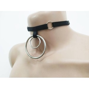 Choker Harness 1 line with 4 Big Rings (a Lot Of Colours) black