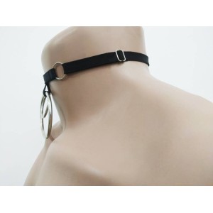 Choker Harness 1 line with 4 Big Rings (a Lot Of Colours) black