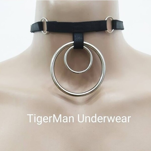 Choker Harness 1 line with 4 Big Rings (a Lot Of Colours) black