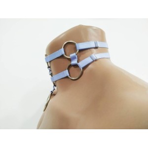 Choker Harness 2 lines with 7 Big Rings (a Lot Of Colours) lavanda