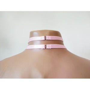 Choker Harness 2 lines with 7 Big Rings (a Lot Of Colours) lavanda