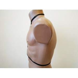Harness Open Cup Bra with Choker and Rings black