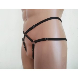 Harness Crotchless Panties with Rings black