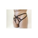 Harness Crotchless Panties with Ring black