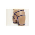 Harness Crotchless Panties with Rings and Leg Garter Belt bronze