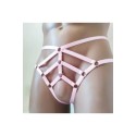 Harness Crotchless Panties with Rings pink