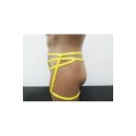 Harness Crotchless Panties with Rings and Leg Garter Belt yellow