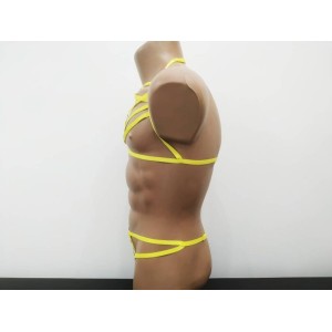 Harness Lingerie set with Open Cup Bra and Open Crotch Panties yellow
